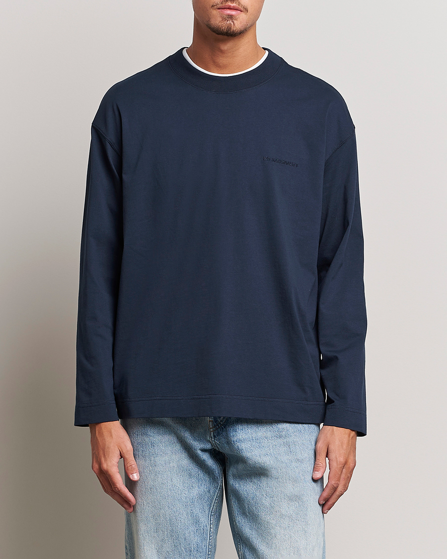 Herren | T-Shirts | NN07 | Benja Pima Cotton Long Sleeve T-Shirt Navy