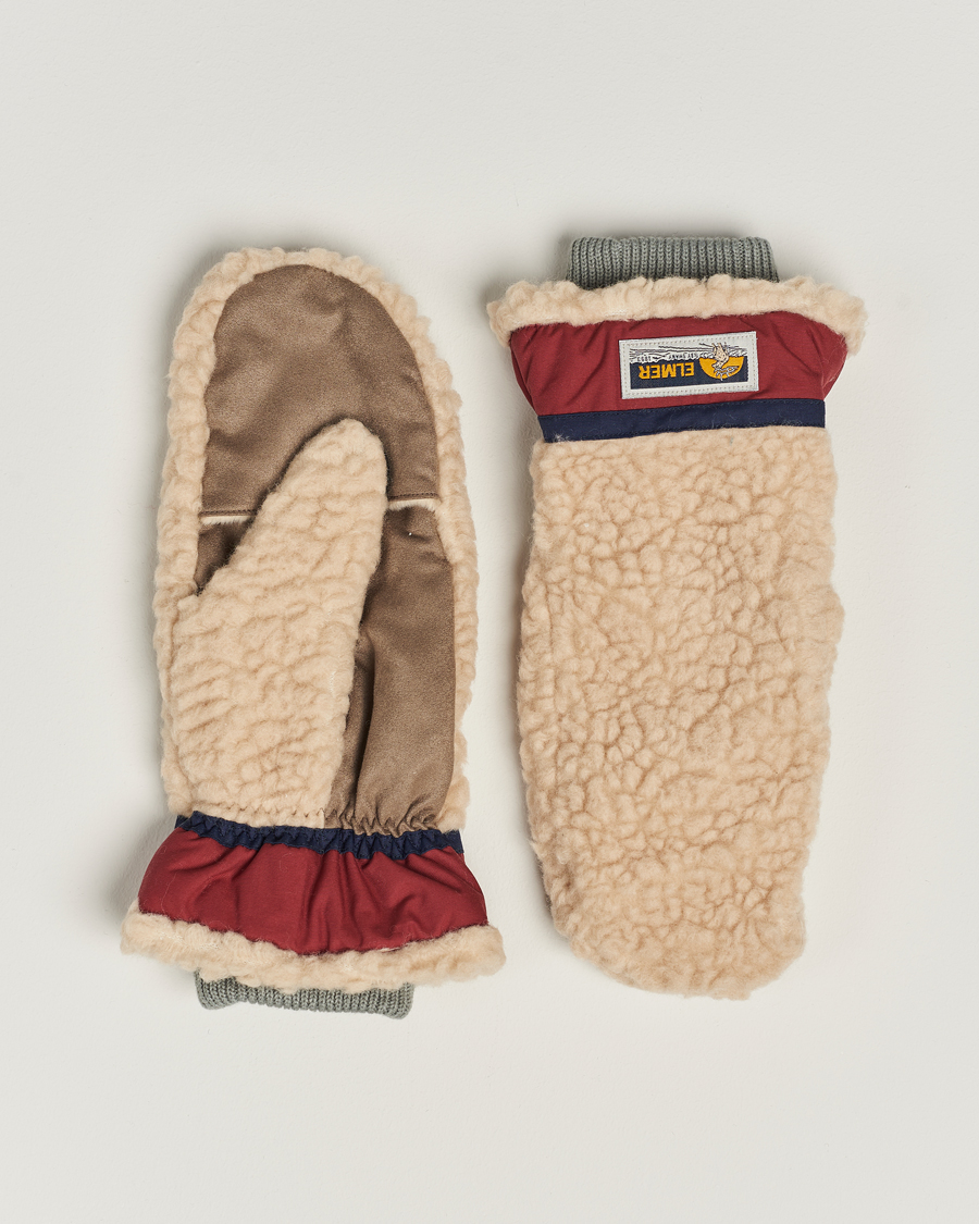 Herren | Handschuhe | Elmer by Swany | Miyo Wool Teddy Mittens Beige/Wine
