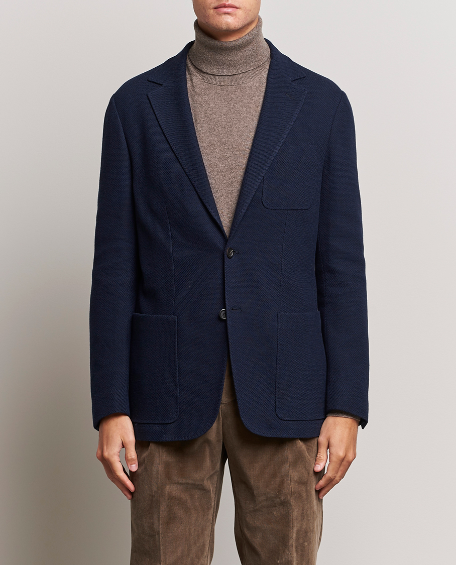 Herren | Sakkos | Canali | Structured Wool Jersey Jacket Navy