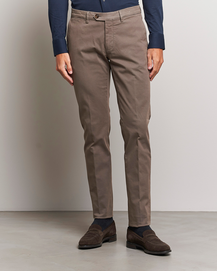 Herren | Hosen | Canali | Slim Fit Stretch Chinos Brown