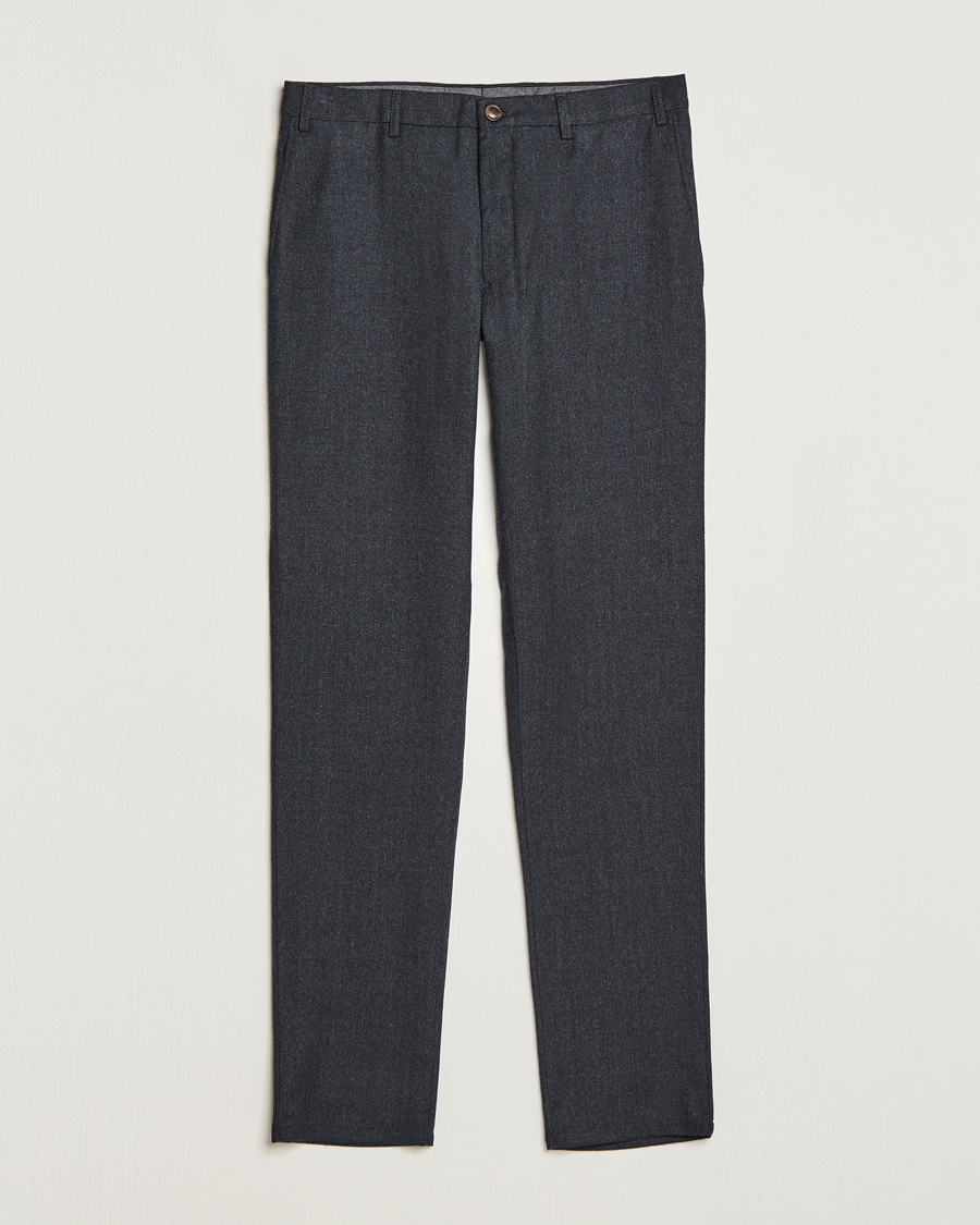 Herren | Hosen | Canali | Slim Fit Washable Flannel Trousers Charcoal