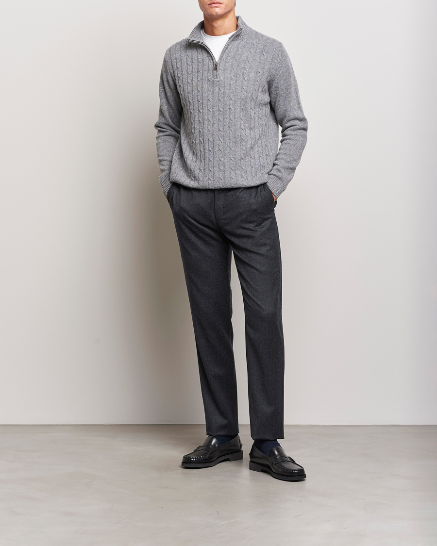 Herren | Hosen | Canali | Slim Fit Washable Flannel Trousers Charcoal