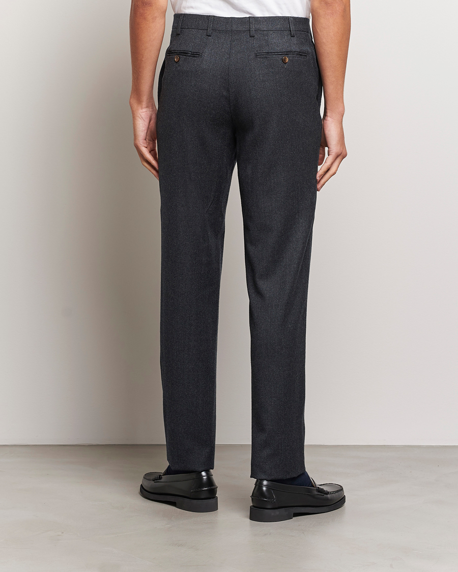 Herren | Hosen | Canali | Slim Fit Washable Flannel Trousers Charcoal