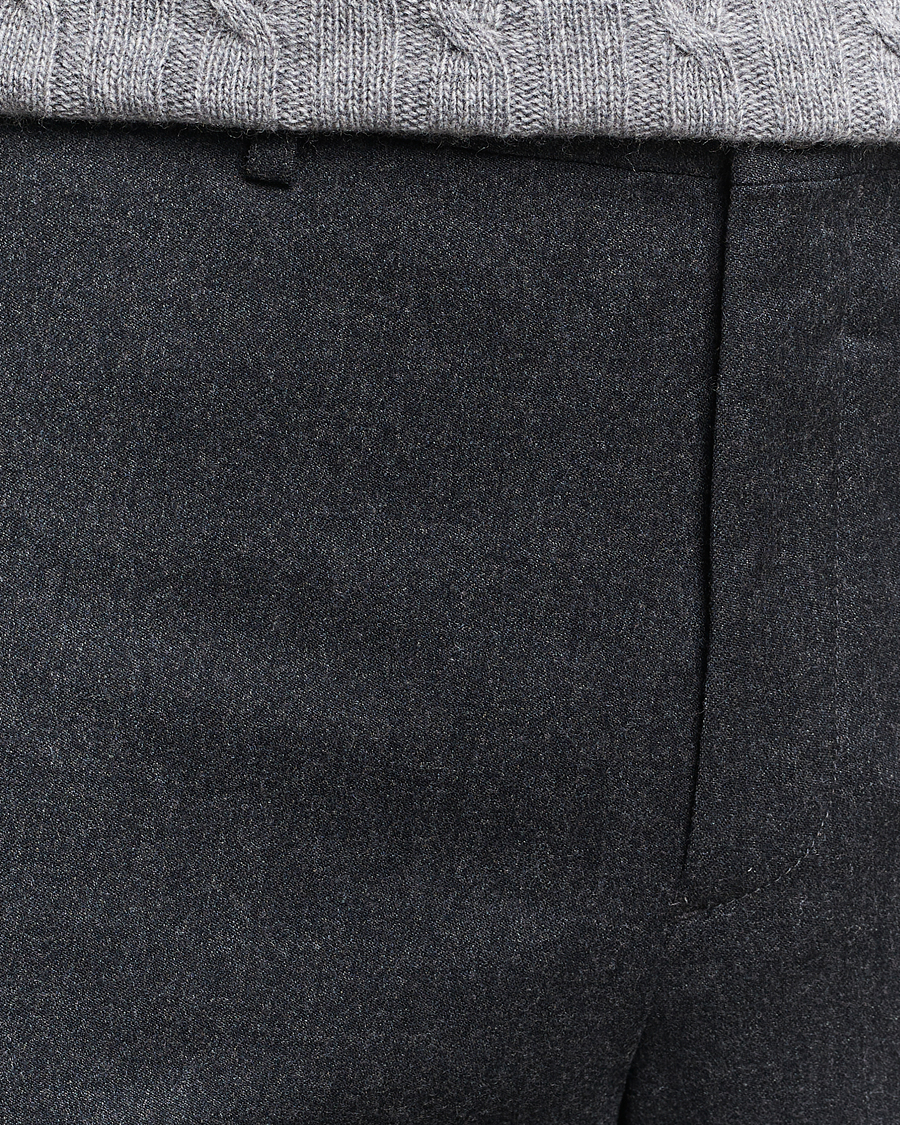 Herren | Hosen | Canali | Slim Fit Washable Flannel Trousers Charcoal