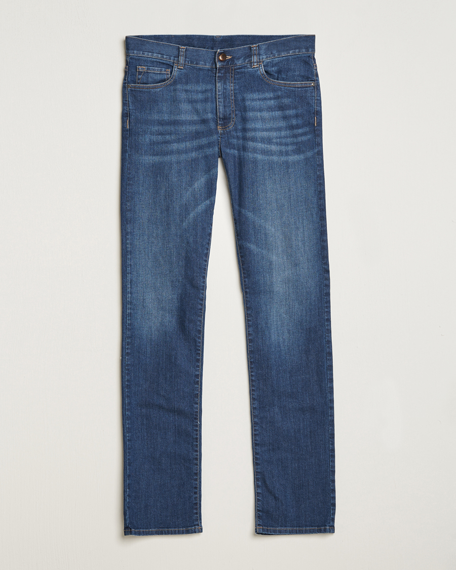Herren | Jeans | Canali | Slim Fit Stretch Jeans Medium Blue Wash