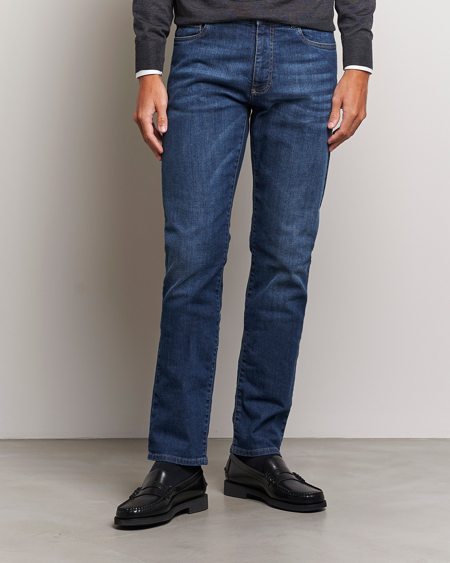 Herren | Jeans | Canali | Slim Fit Stretch Jeans Medium Blue Wash