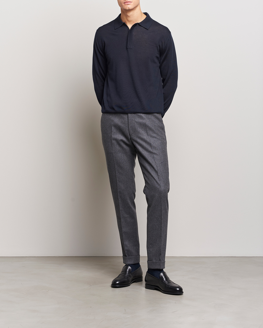Herren | Pullover | Canali | Merino Wool Half Zip Navy