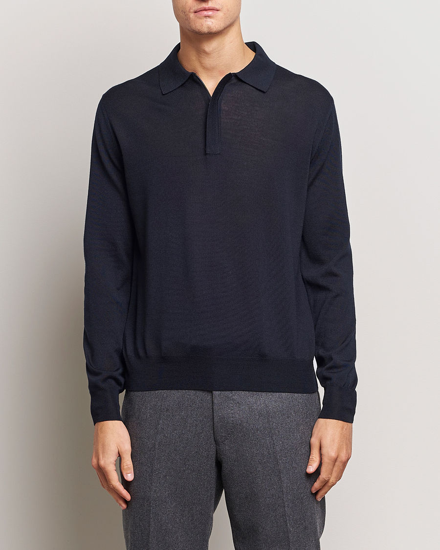 Herren | Pullover | Canali | Merino Wool Half Zip Navy