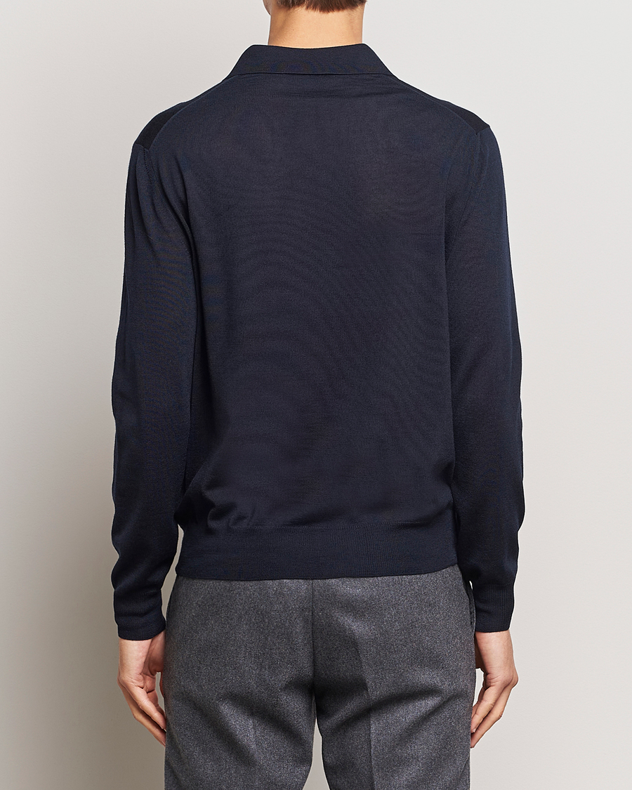 Herren | Pullover | Canali | Merino Wool Half Zip Navy