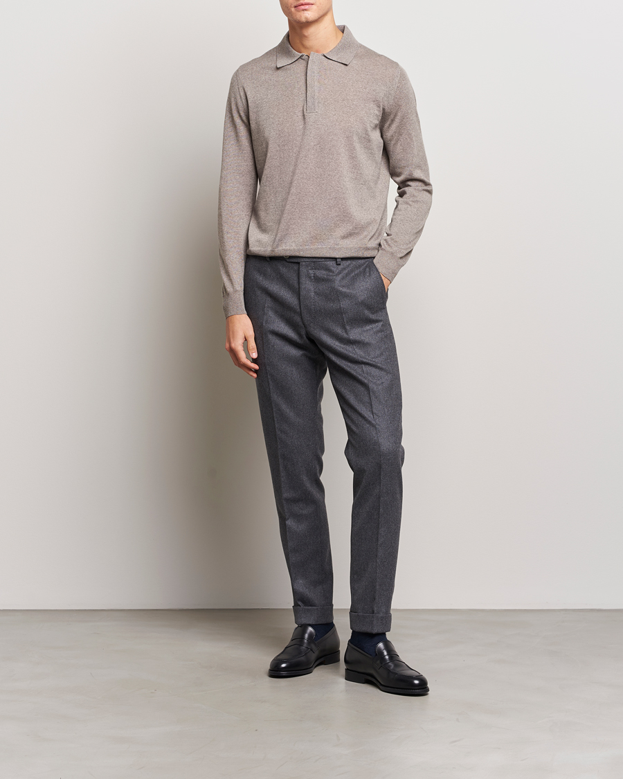 Herren | Pullover | Canali | Merino Wool Half Zip Taupe