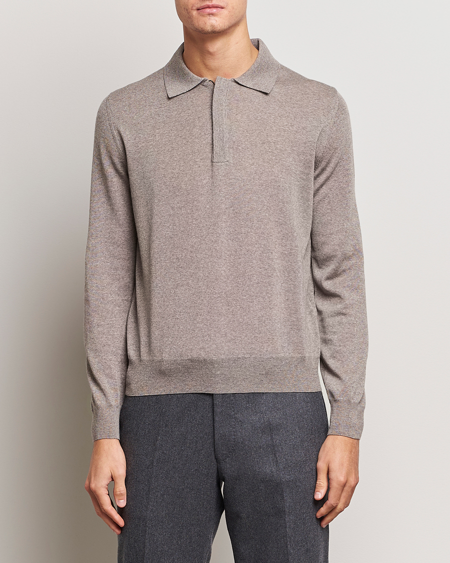 Herren | Pullover | Canali | Merino Wool Half Zip Taupe