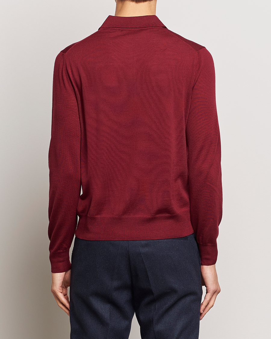 Herren | Pullover | Canali | Merino Wool Half Zip Burgundy