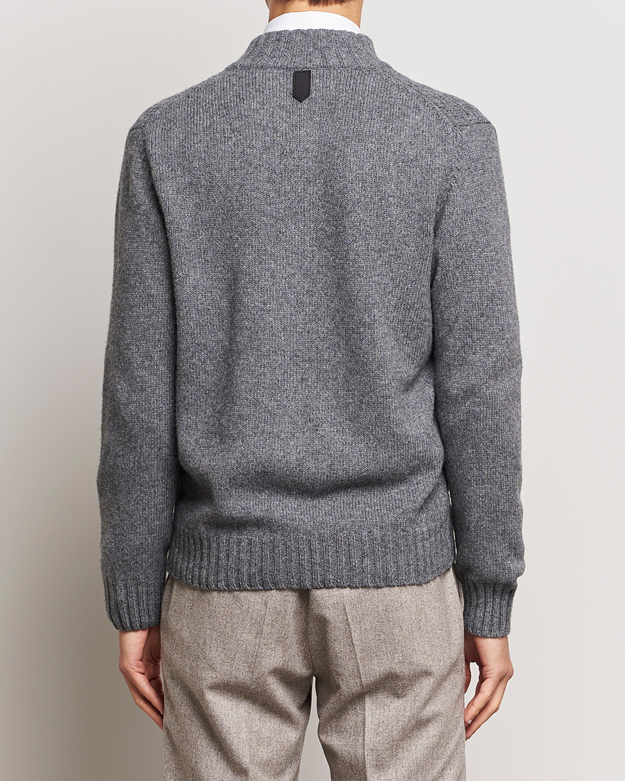 Herren | Pullover | Canali | Chunky Wool Cardigan Grey Melange