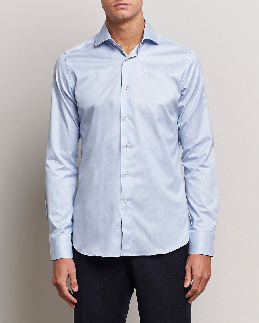 Herren | Hemden | Canali | Slim Fit Striped Cotton Shirt Light Blue