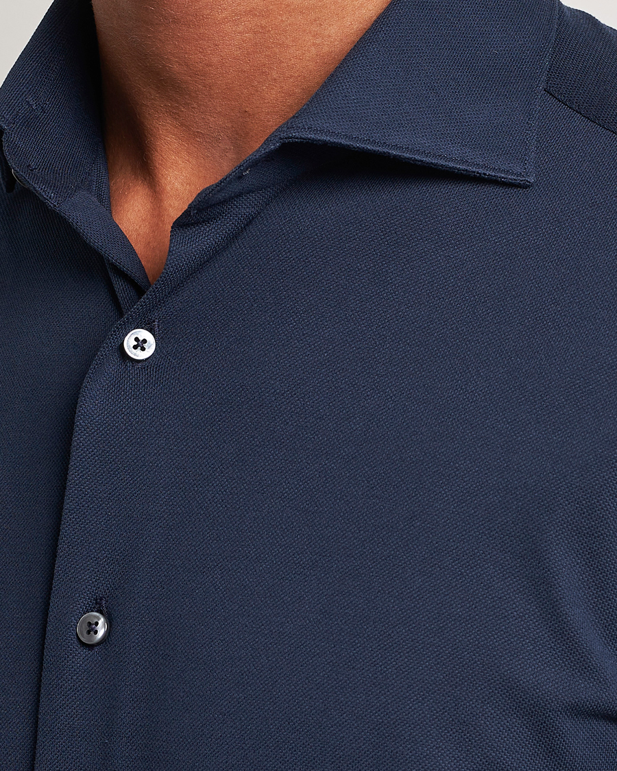 Herren | Hemden | Canali | Slim Fit Pique Shirt Navy