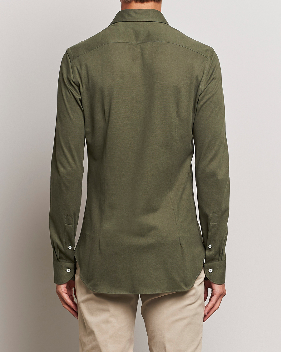 Herren | Hemden | Canali | Slim Fit Pique Shirt Dark Green