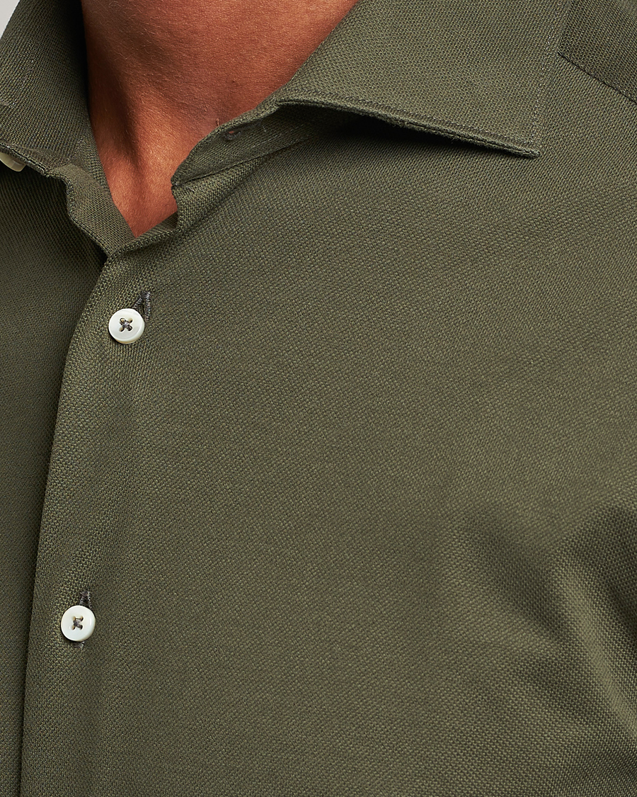 Herren | Hemden | Canali | Slim Fit Pique Shirt Dark Green