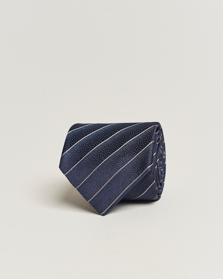 Herren | Canali Striped Silk Tie Navy | Canali | Striped Silk Tie Navy