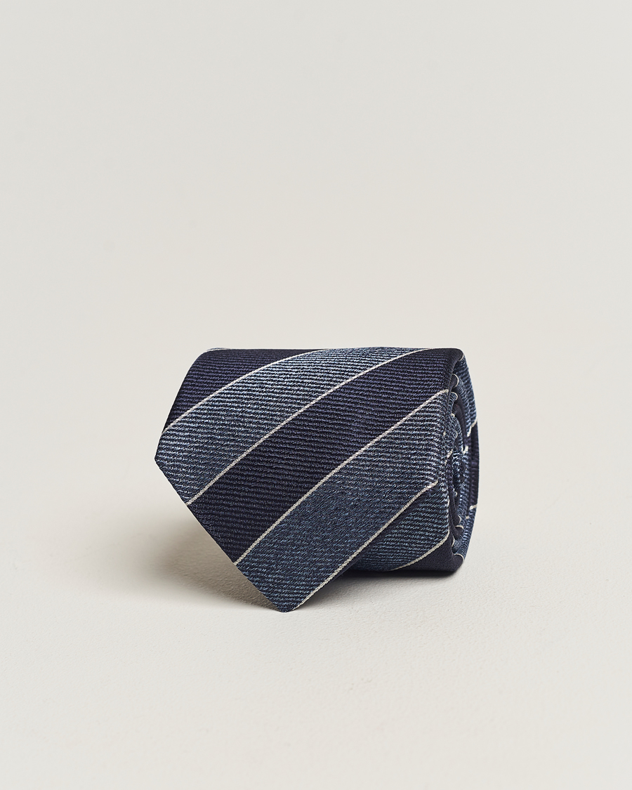Herren | Canali Regimental Stripe Silk Tie Navy | Canali | Regimental Stripe Silk Tie Navy
