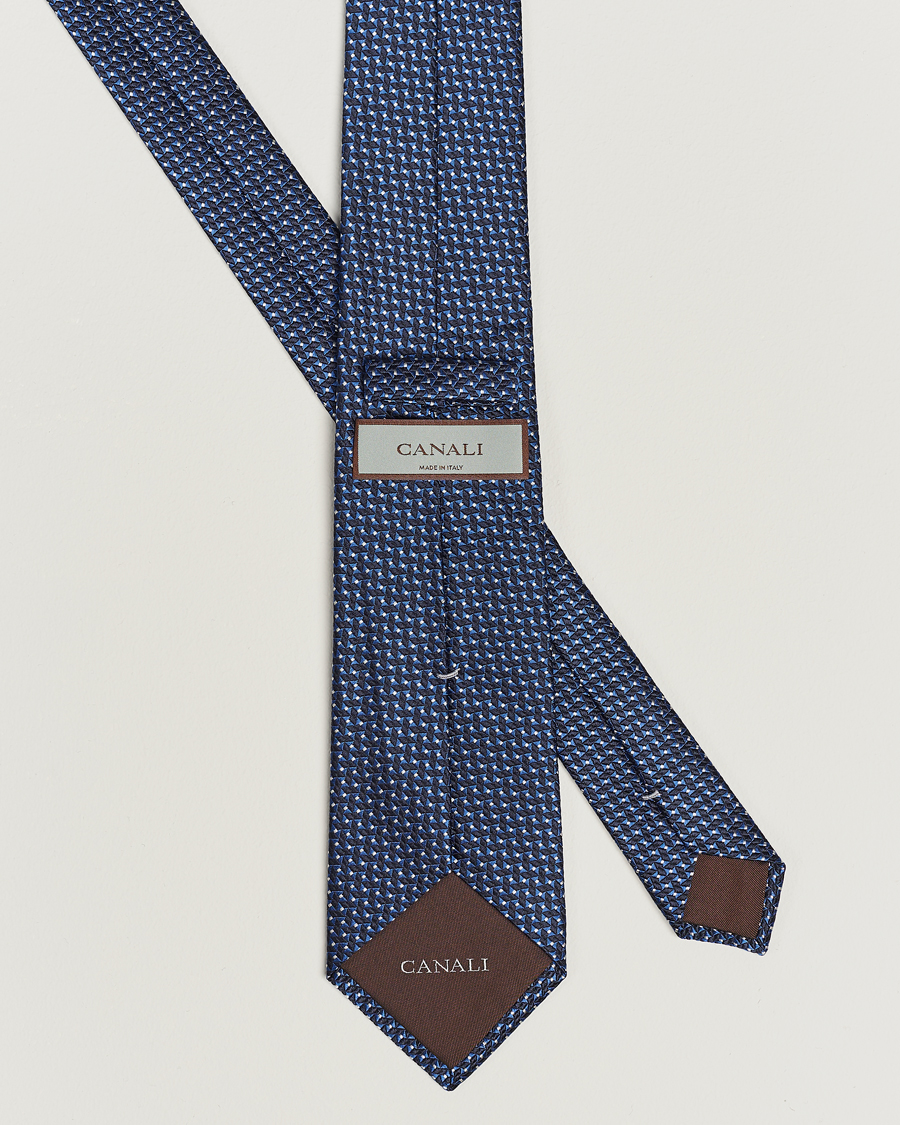 Herren | Canali Jacquard Micro Dot Silk Tie Dark Blue | Canali | Jacquard Micro Dot Silk Tie Dark Blue