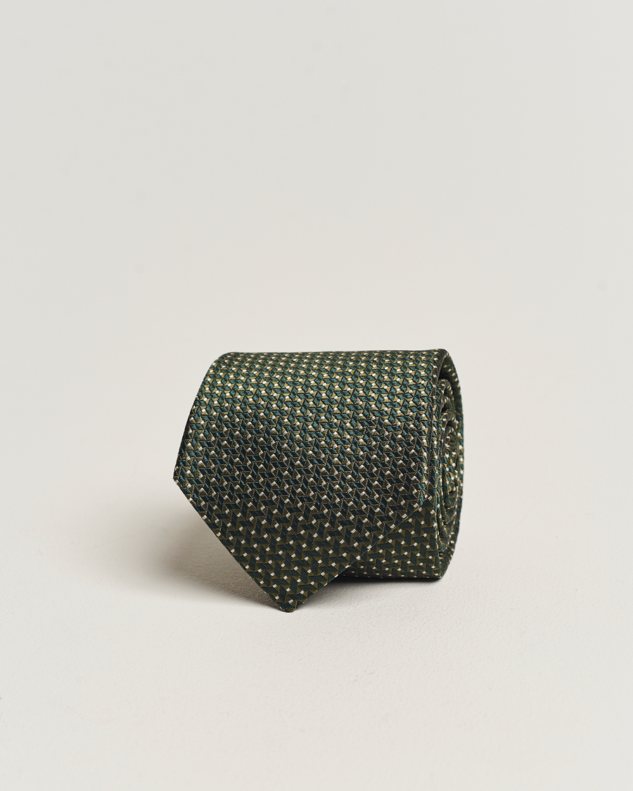Herren | Canali Jacquard Micro Dot Silk Tie Dark Green | Canali | Jacquard Micro Dot Silk Tie Dark Green