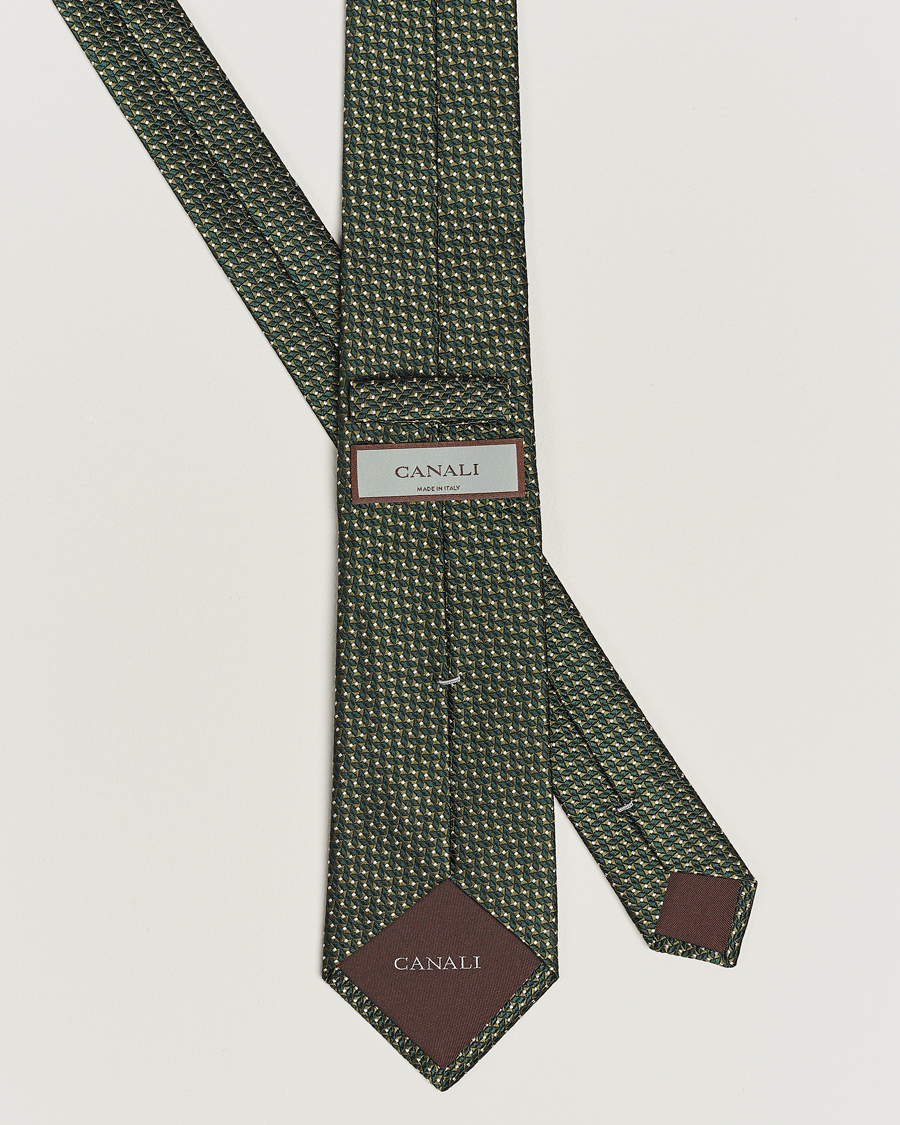 Herren | Canali Jacquard Micro Dot Silk Tie Dark Green | Canali | Jacquard Micro Dot Silk Tie Dark Green