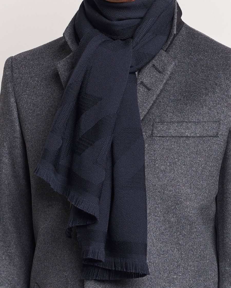 Herren |  | Canali | Textured Wool Scarf Navy