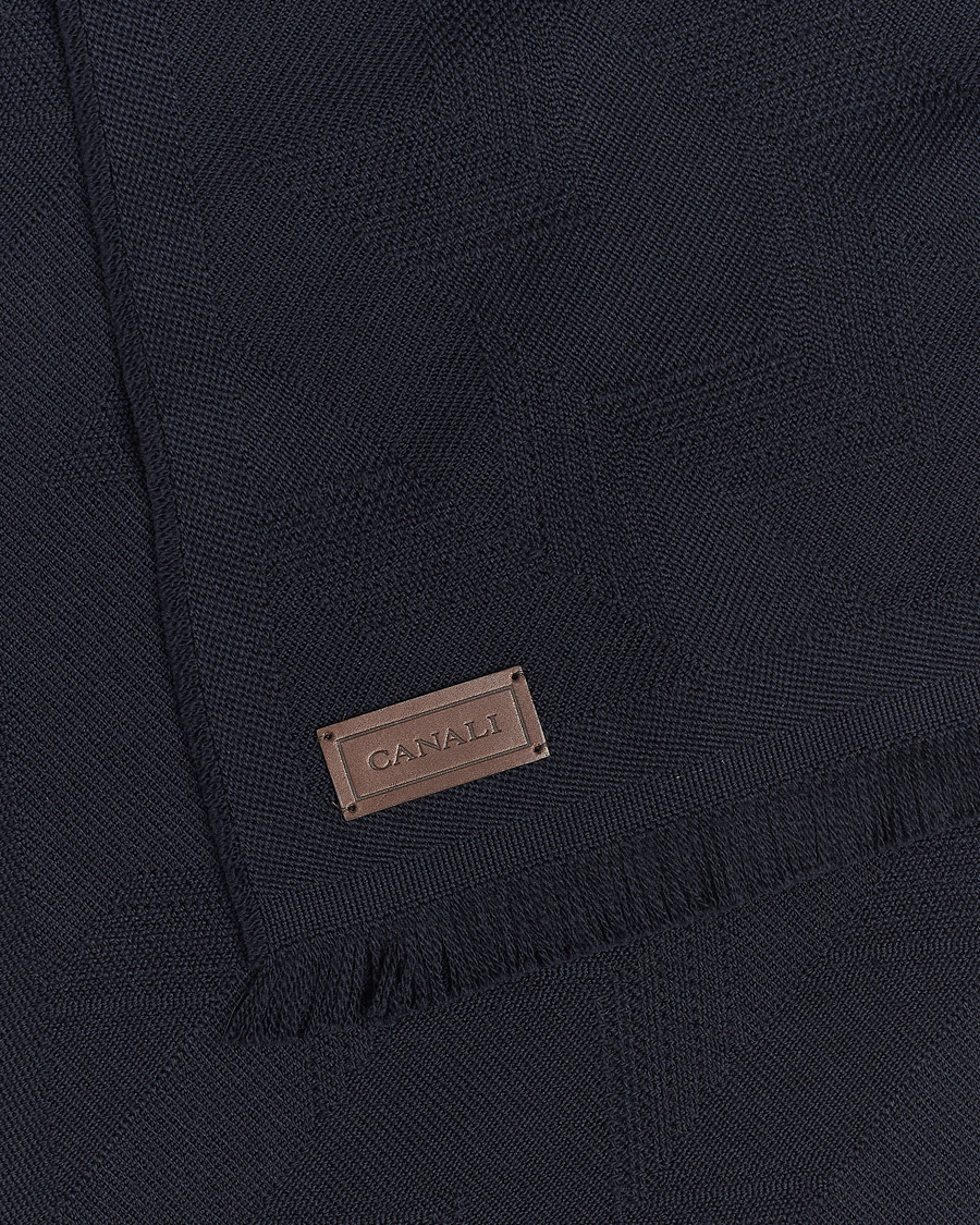 Herren | Canali Textured Wool Scarf Navy | Canali | Textured Wool Scarf Navy