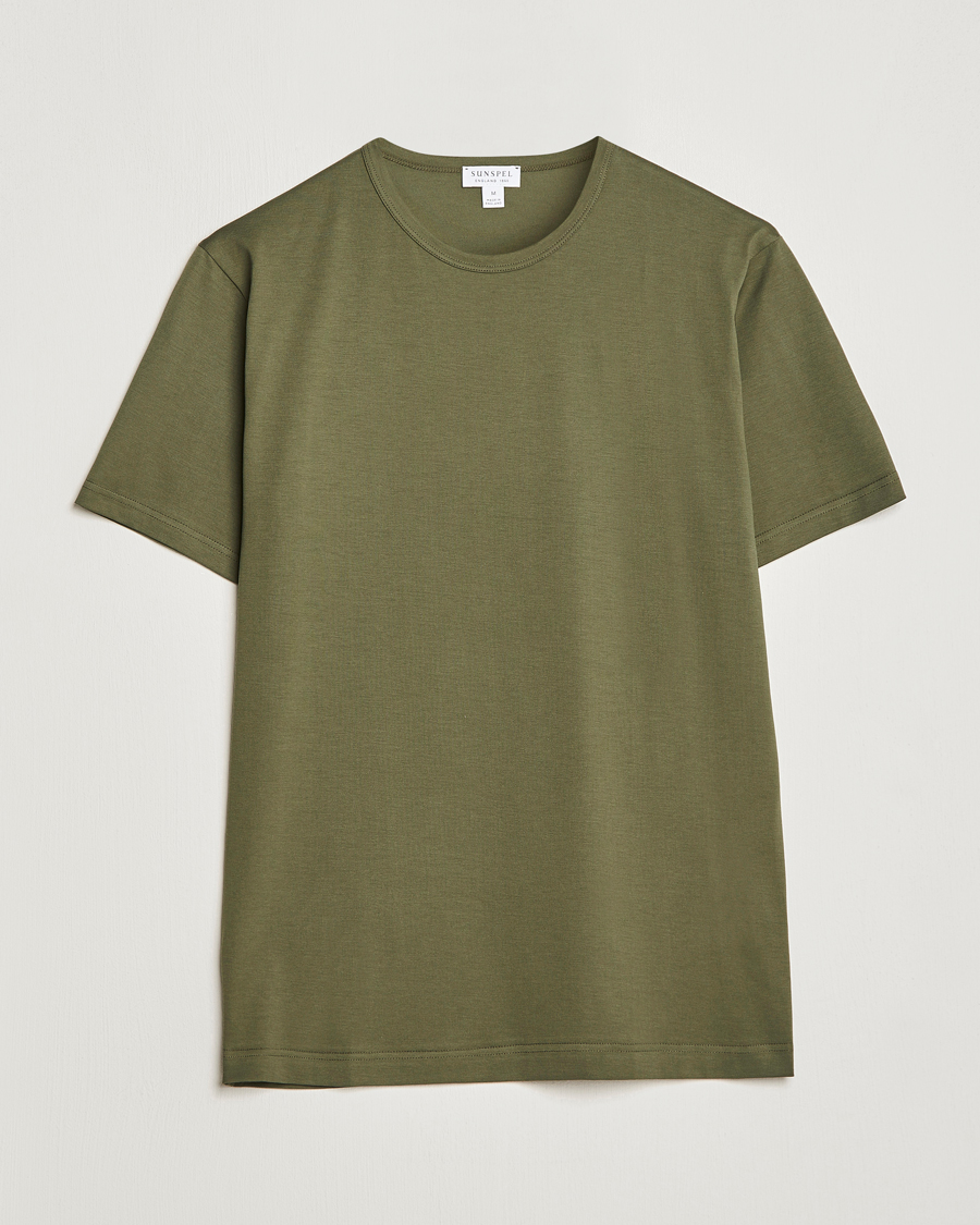 Herren | T-Shirts | Sunspel | Crew Neck Cotton Tee Hunter Green