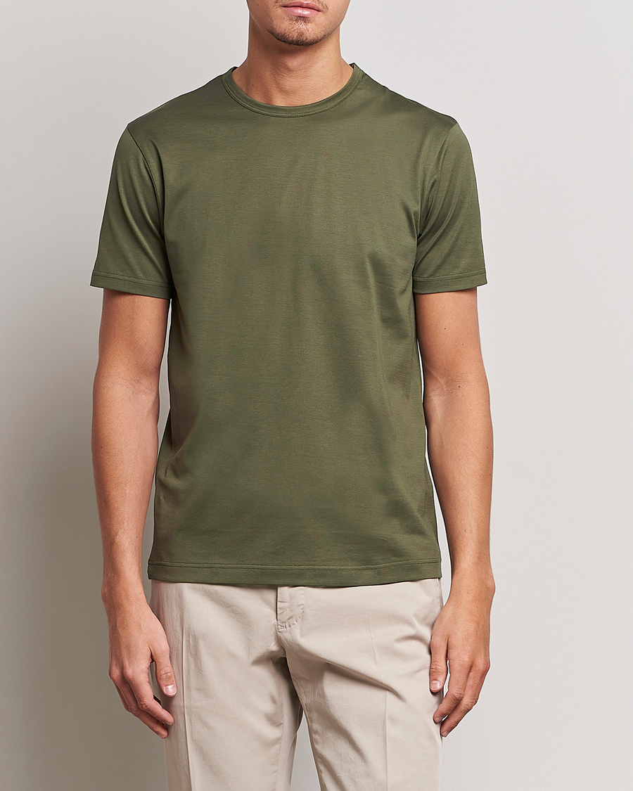 Herren | T-Shirts | Sunspel | Crew Neck Cotton Tee Hunter Green
