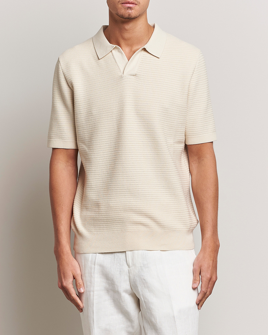 Herren | Poloshirts | Sunspel | Knitted Polo Shirt Ecru
