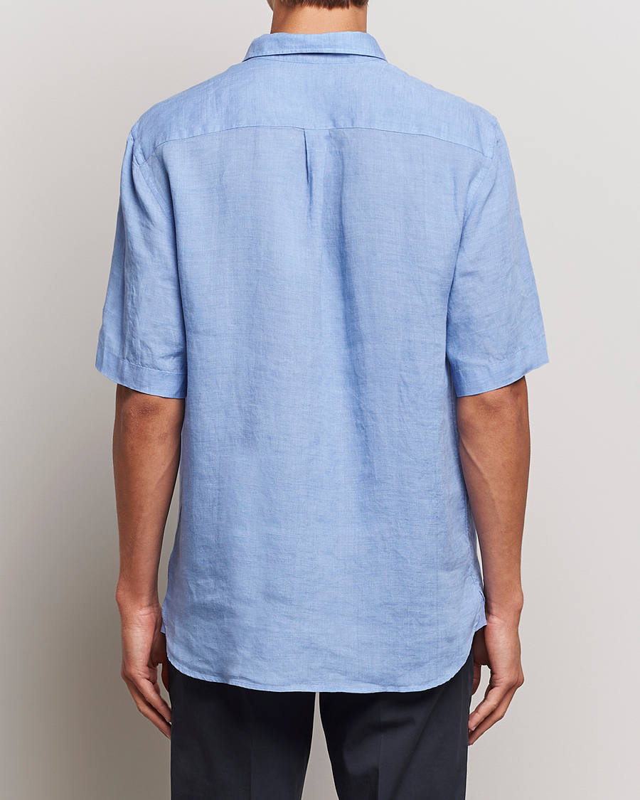 Herren | Hemden | Sunspel | Short Sleeve Linen Shirt Cool Blue