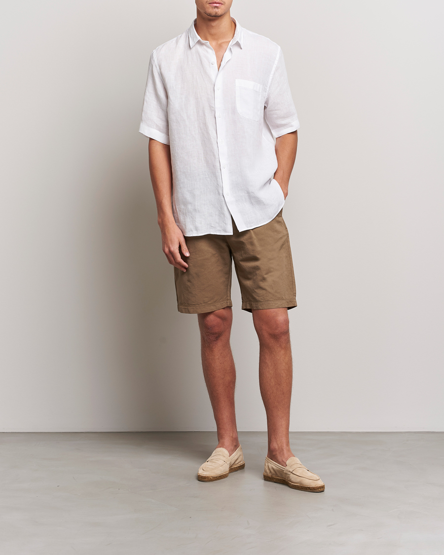 Herren | Hemden | Sunspel | Short Sleeve Linen Shirt White