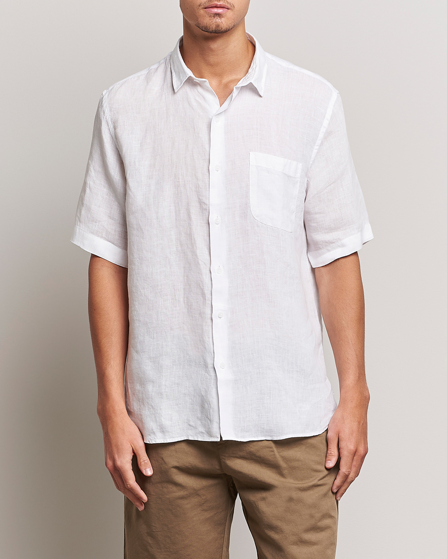 Herren | Hemden | Sunspel | Short Sleeve Linen Shirt White