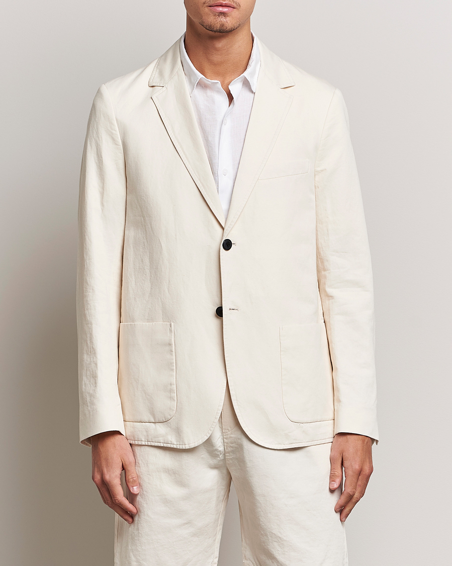 Herren | Sakkos | Sunspel | Unconstructed Cotton/Linen Blazer Undyed