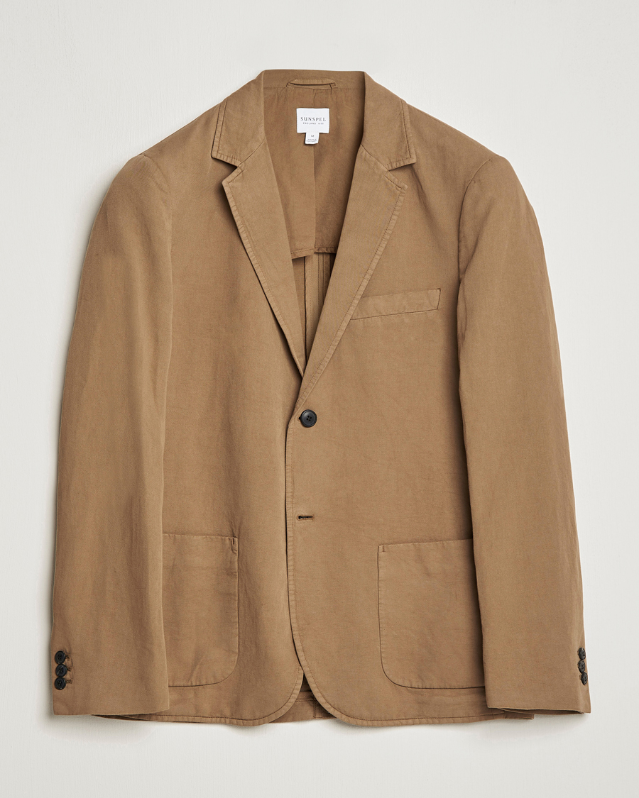 Herren | Sakkos | Sunspel | Unconstructed Cotton/Linen Blazer Dark Tan