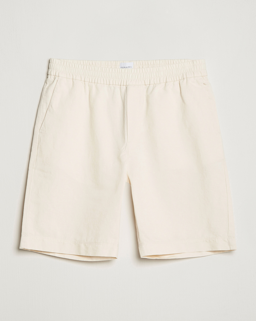 Herren | Shorts | Sunspel | Cotton/Linen Drawstring Shorts Undyed