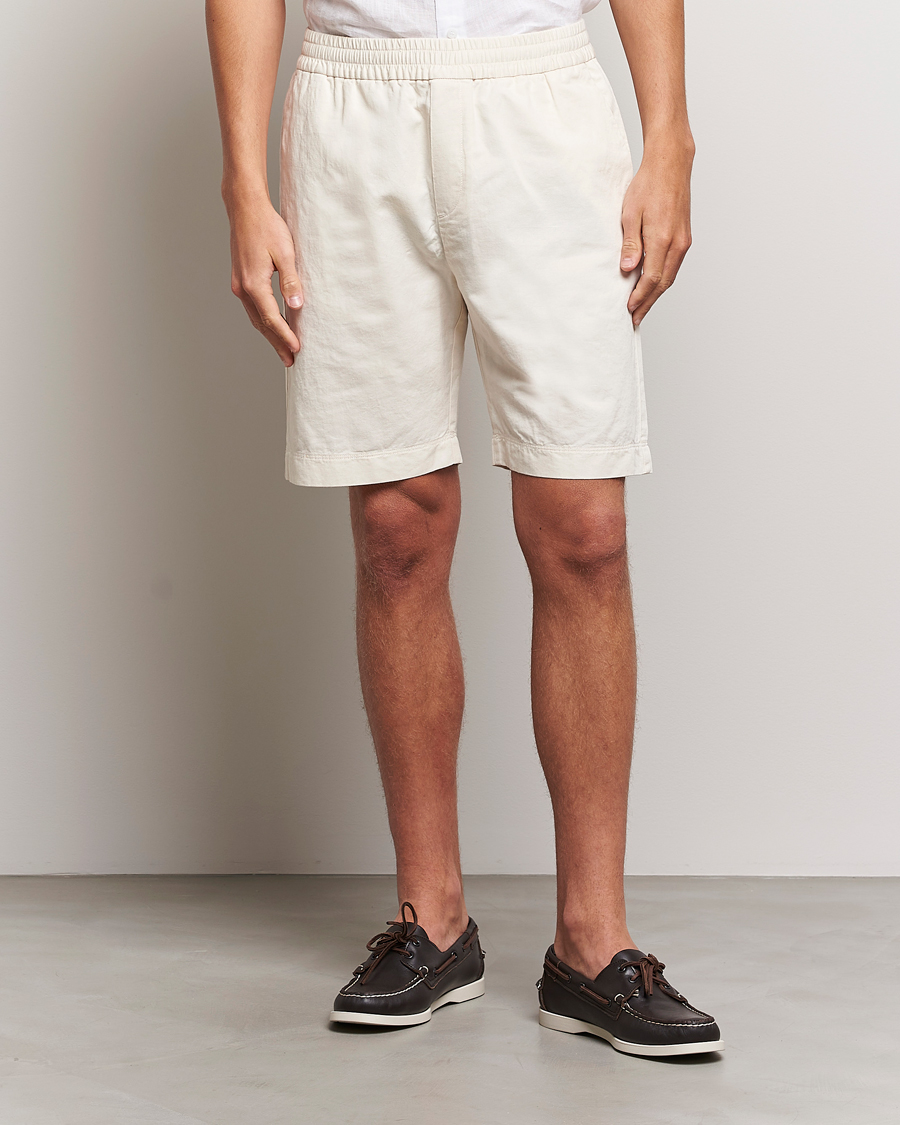 Herren | Shorts | Sunspel | Cotton/Linen Drawstring Shorts Undyed