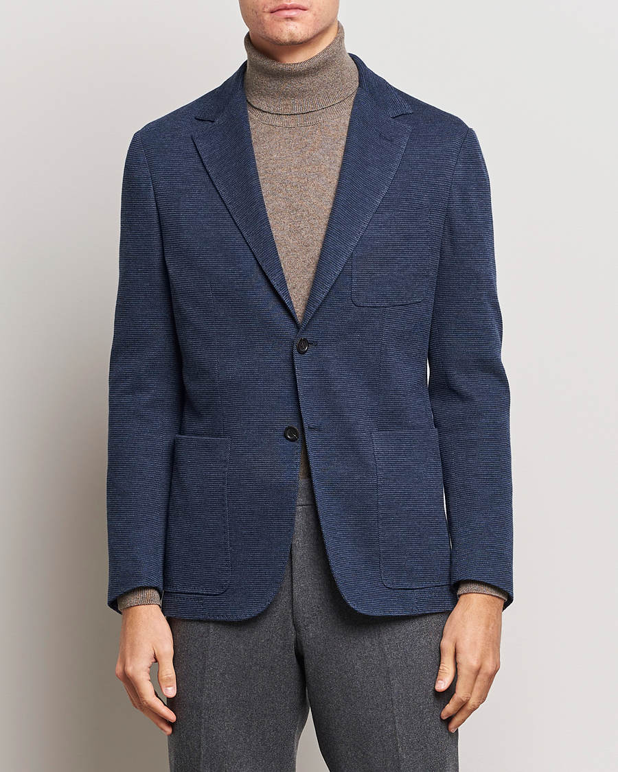 Herren | Sakkos | Canali | Structured Jersey Jacket Blue