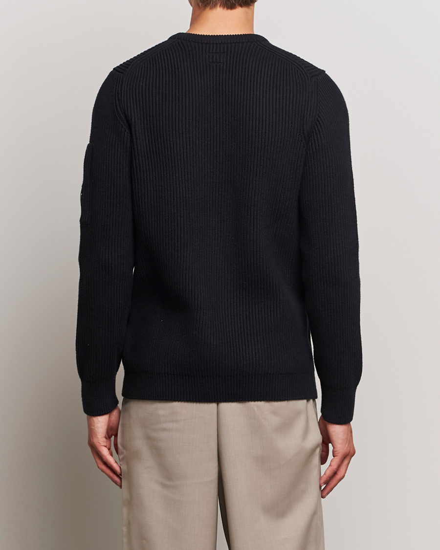 Herren | Pullover | C.P. Company | Full Rib Knitted Cotton Crewneck Black