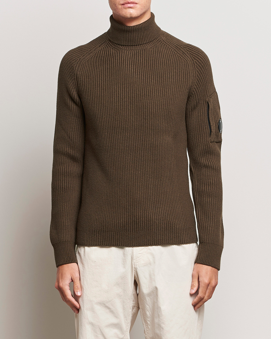 Herren | Pullover | C.P. Company | Full Rib Knitted Cotton Rollneck Brown