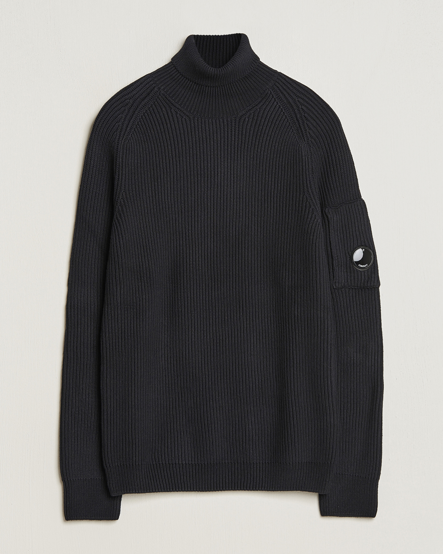 Herren | Pullover | C.P. Company | Full Rib Knitted Cotton Rollneck Black