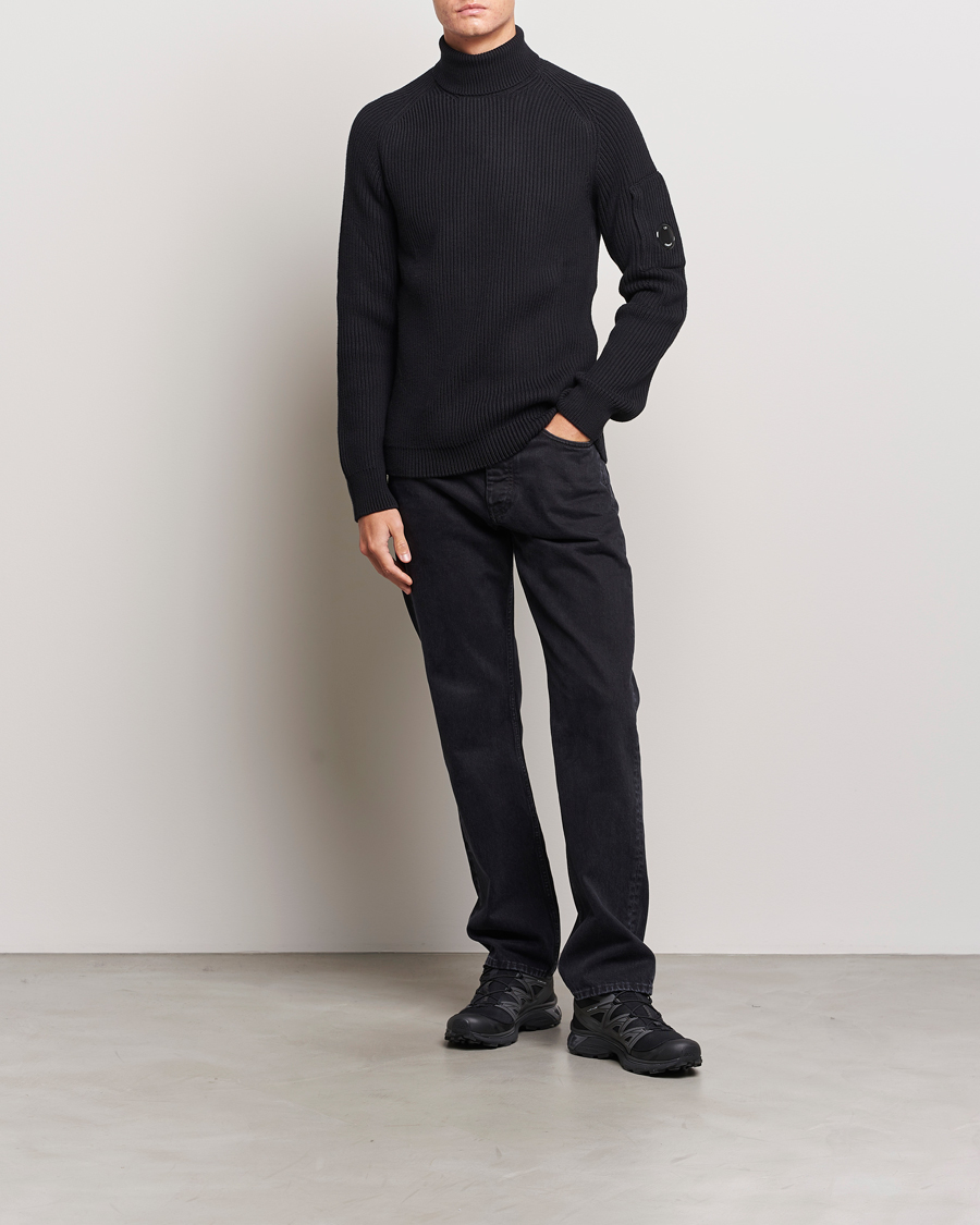 Herren | Pullover | C.P. Company | Full Rib Knitted Cotton Rollneck Black