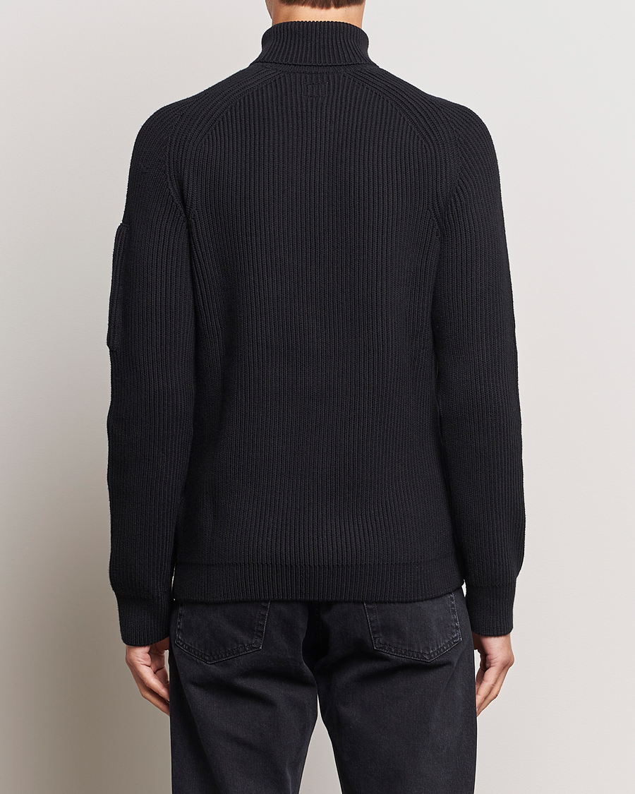 Herren | Pullover | C.P. Company | Full Rib Knitted Cotton Rollneck Black