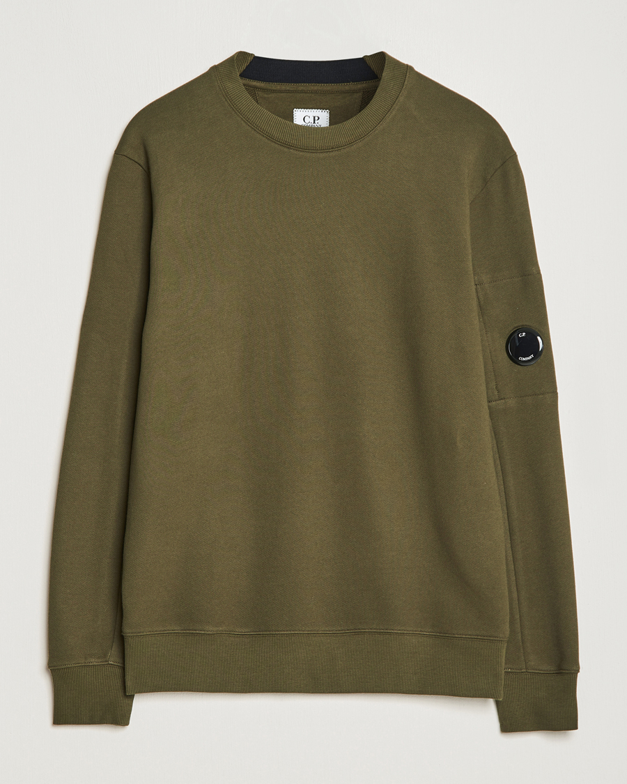Herren | Pullover | C.P. Company | Diagonal Raised Fleece Lens Sweatshirt Military Green