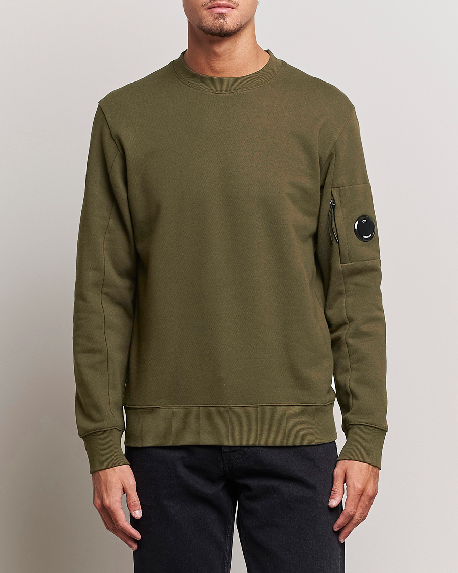 Herren | Pullover | C.P. Company | Diagonal Raised Fleece Lens Sweatshirt Military Green