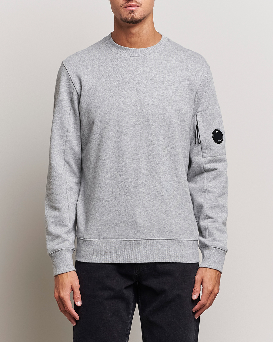 Herren | Graue Sweatshirts | C.P. Company | Diagonal Raised Fleece Lens Sweatshirt Grey Melange