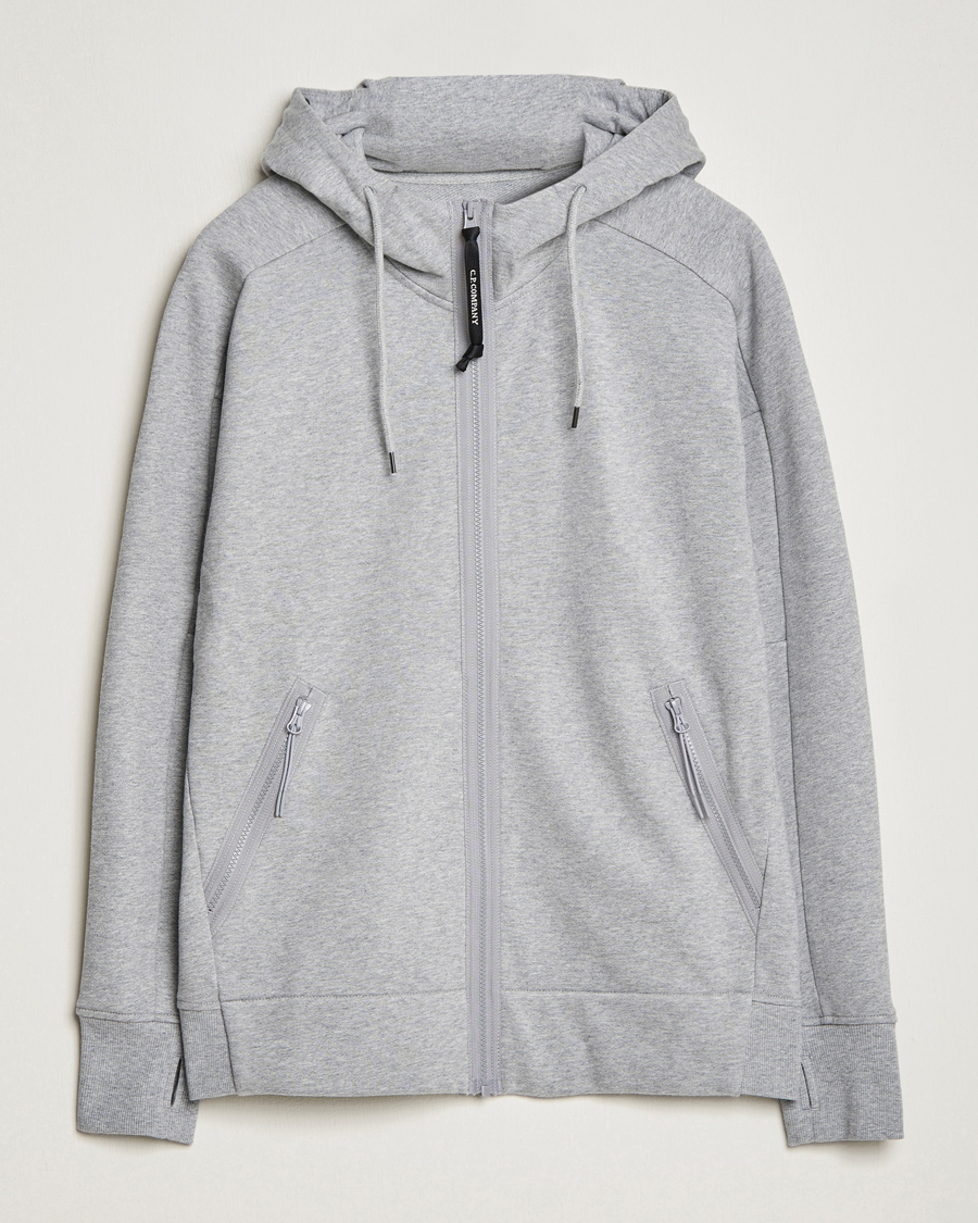 Herren | Pullover | C.P. Company | Diagonal Raised Fleece Full Zip Goggle Hoodie Grey