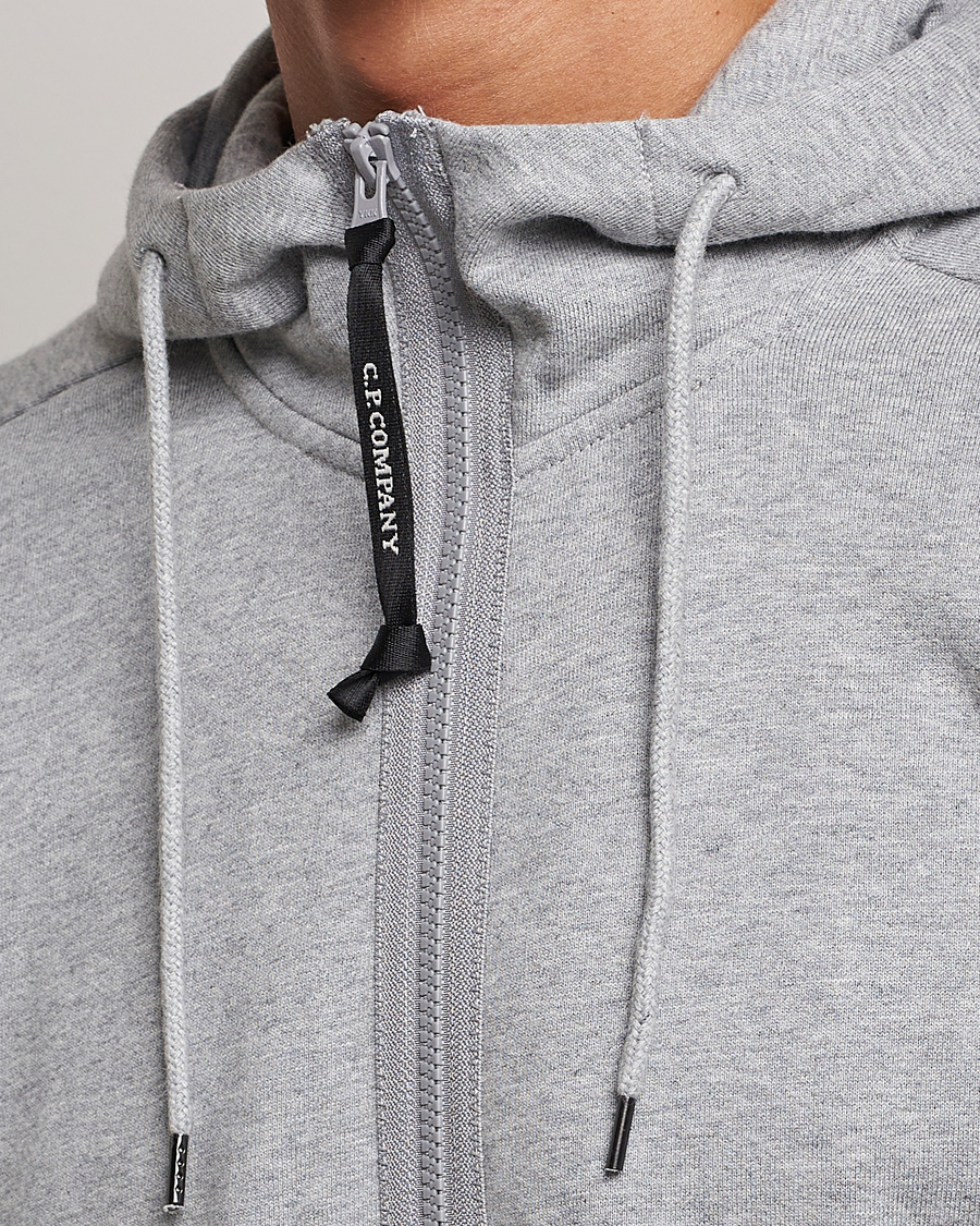 Herren | Pullover | C.P. Company | Diagonal Raised Fleece Full Zip Goggle Hoodie Grey