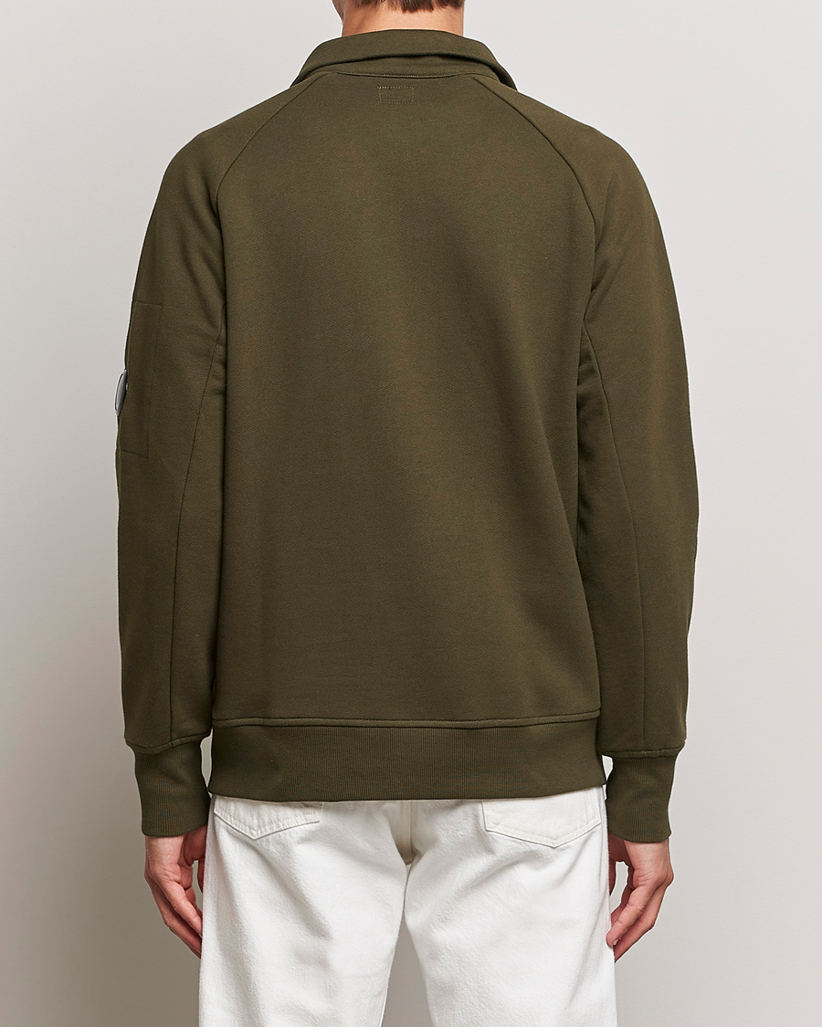 Herren | Pullover | C.P. Company | Diagonal Raised Fleece Half Zip Lens Sweatshirt Green